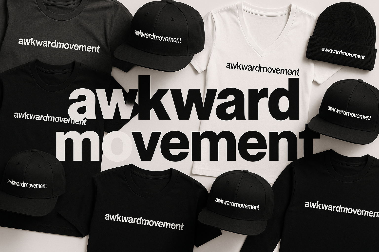 the words awkward movement with t shirts and hats with awkwardmovement on them